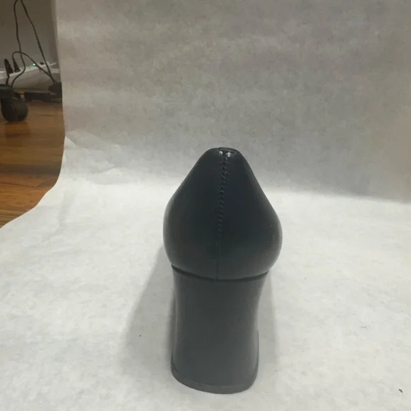 Etienne Aigner high life heels navy leather silver buckles pumps - Picture 6 of 9